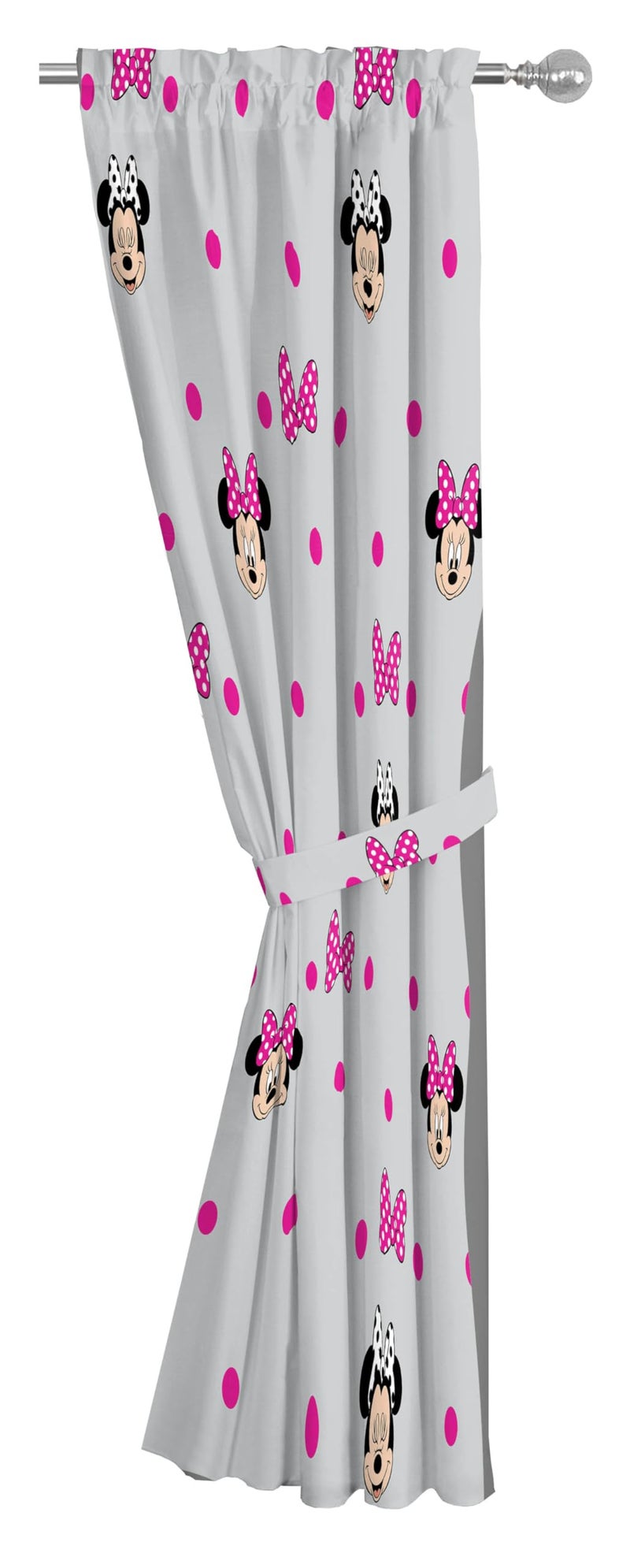 Jay Franco Window Curtains for Kids Bedroom 4-Piece Drape Set with 2 Tiebacks  Grey - Minnie Mouse  42"" W x 63"" L (Pack of 2) - Image 4