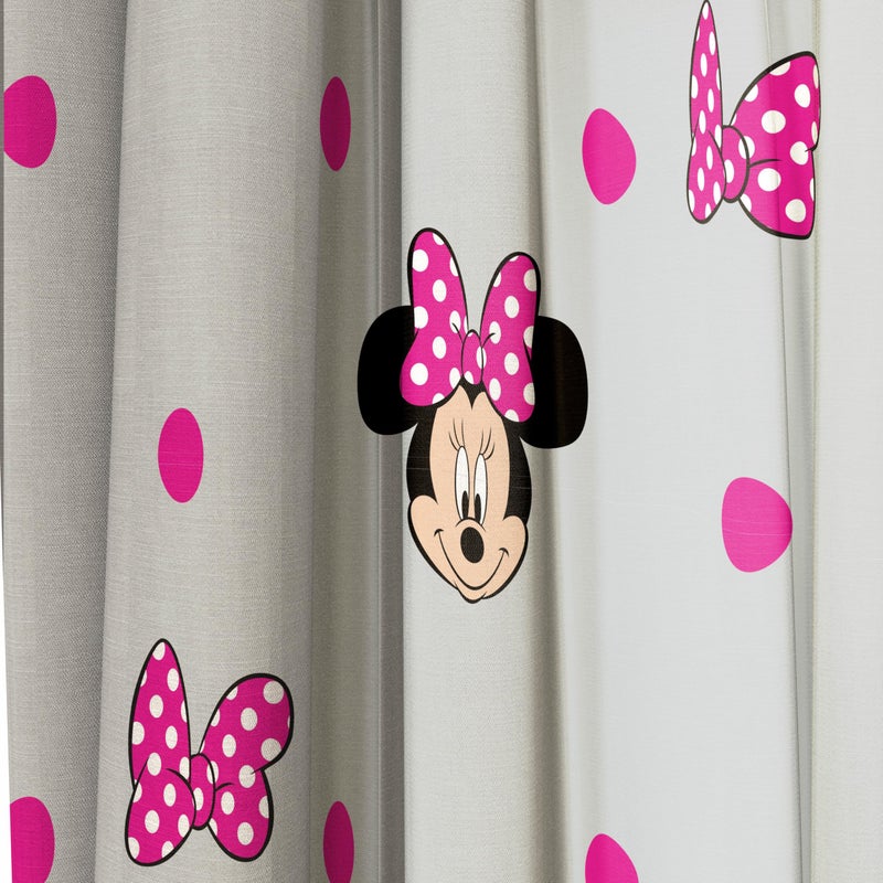 Jay Franco Window Curtains for Kids Bedroom 4-Piece Drape Set with 2 Tiebacks  Grey - Minnie Mouse  42"" W x 63"" L (Pack of 2) - Image 5