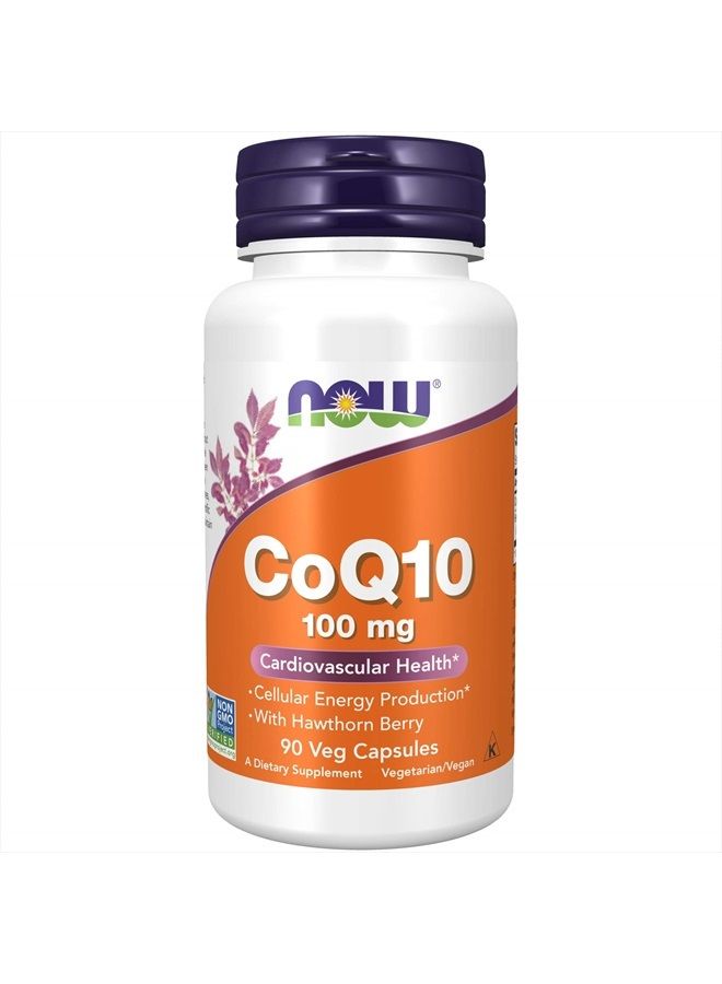 now Supplements, CoQ10 100 mg with Hawthorn Berry, Pharmaceutical Grade, All-Trans Form produced by Fermentation, 90 Veg Capsules  - Image 1