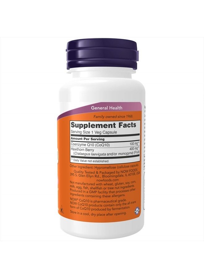 now Supplements, CoQ10 100 mg with Hawthorn Berry, Pharmaceutical Grade, All-Trans Form produced by Fermentation, 90 Veg Capsules  - Image 2