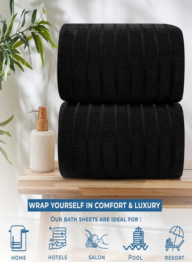 DAN RIVER Pack of 2 Bath Sheet 35x70 Inches, Ribbed Oversized Black Bath Towels, Fluffy and Thick Extra Large Bath Sheets - Image 5