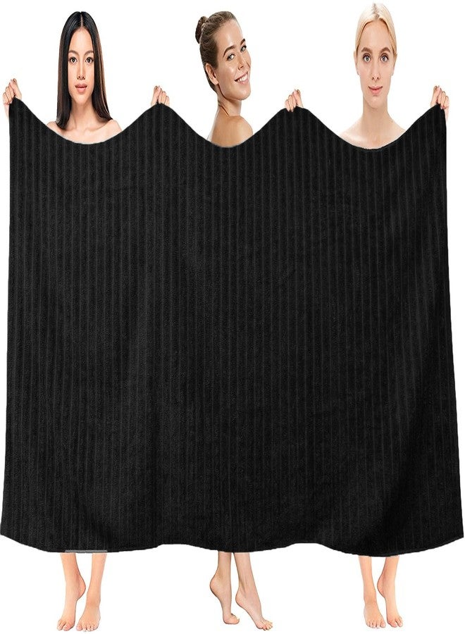 DAN RIVER Pack of 2 Bath Sheet 35x70 Inches, Ribbed Oversized Black Bath Towels, Fluffy and Thick Extra Large Bath Sheets - Image 4