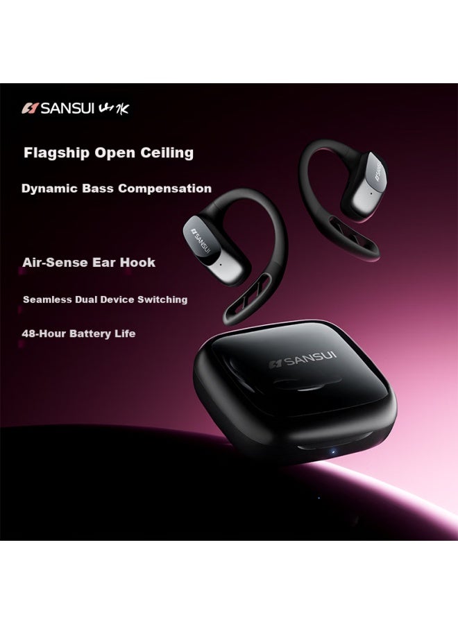 Sansui W52 Pro  New Cinema Sound Quality Bluetooth Bone Conduction Open-ear Wireless Sports Headphones Noise Cancelling Long Battery Life Black - Image 4