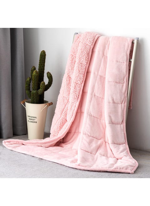 Topblan Sherpa Fleece Weighted Blanket 20lbs Uniformed Color with Fuzzy Fleece and Shaggy Sherpa to Help with Better Sleep 60x80 inches Pink