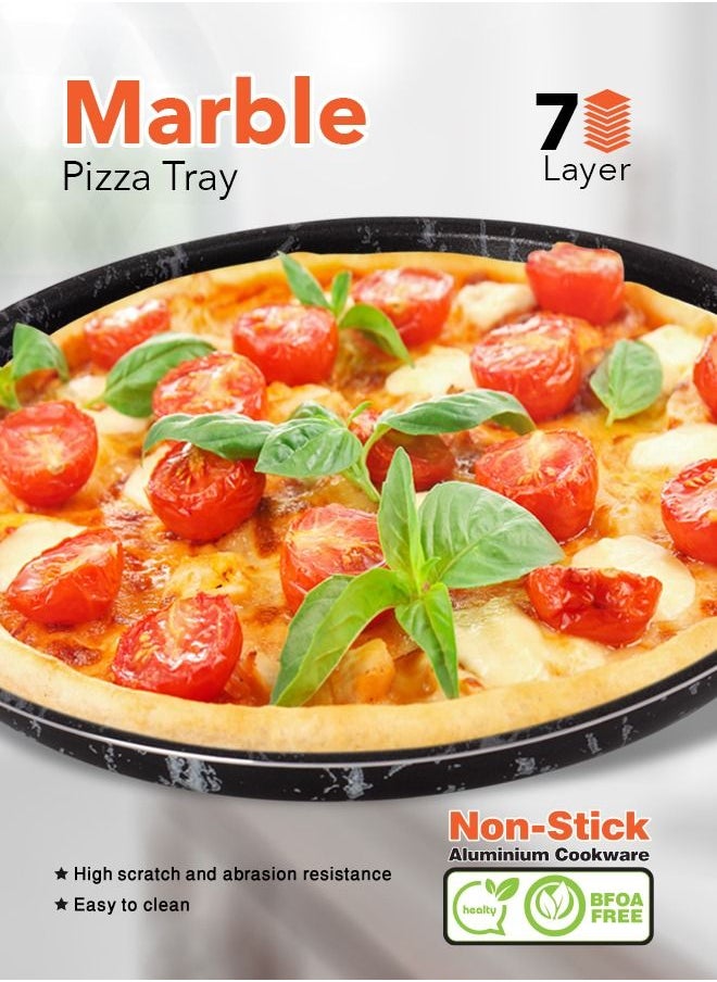 Grandi 2 Pieces Cook Marble Pizza Tray Set 7-Layer Granite Coating Non-Stick Surface Black marbel 26-30 cm  - Image 5