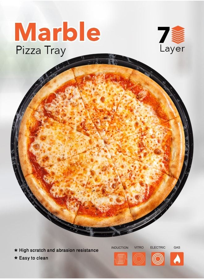 Grandi 2 Pieces Cook Marble Pizza Tray Set 7-Layer Granite Coating Non-Stick Surface Black marbel 26-30 cm  - Image 4