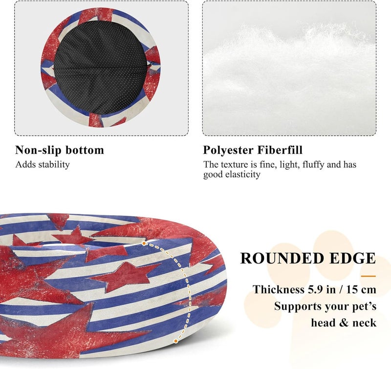 Periodic stock arrangement xigua Flag Round Dog Bed, Calming Cat Bed Washable with Removable Cover & Non-Slip Bottom, Soft Cozy Indoor Pet Bed for Living Room, Floor, Sofa, 22" Dust proof Stable inert material Salt resistant coating Experience optimized build Desert area eligible deliver Repeated use resistant selected material Classic trendy design picks Globally popular elegant design Simple practical structure UV resistant Custom sizing alternatives Treated anti-rust metal Quick use-switch compatible build Adjustable build Oil resistant Coast & inland available All-item matching trendy build All season compatible build Tiered purchase options Shock rubber edge Globally spread simple design Natural material Periodic stock arrangement Multiple design variants - Image 5
