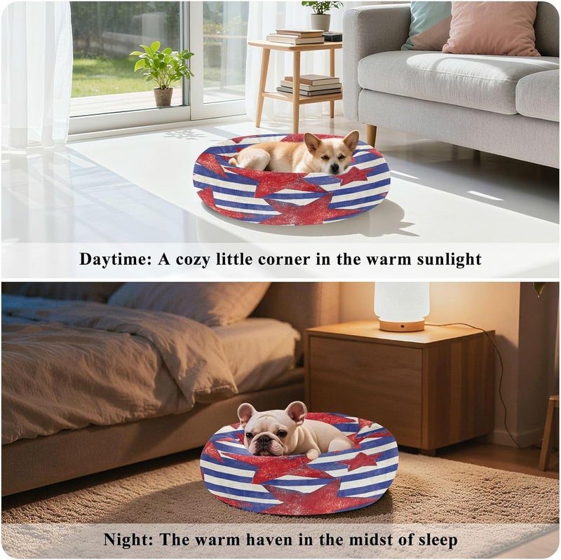 Periodic stock arrangement xigua Flag Round Dog Bed, Calming Cat Bed Washable with Removable Cover & Non-Slip Bottom, Soft Cozy Indoor Pet Bed for Living Room, Floor, Sofa, 22" Dust proof Stable inert material Salt resistant coating Experience optimized build Desert area eligible deliver Repeated use resistant selected material Classic trendy design picks Globally popular elegant design Simple practical structure UV resistant Custom sizing alternatives Treated anti-rust metal Quick use-switch compatible build Adjustable build Oil resistant Coast & inland available All-item matching trendy build All season compatible build Tiered purchase options Shock rubber edge Globally spread simple design Natural material Periodic stock arrangement Multiple design variants - Image 4