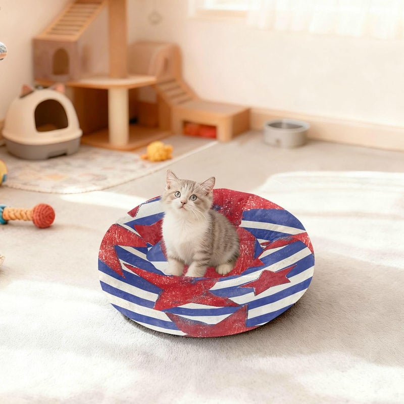 Periodic stock arrangement xigua Flag Round Dog Bed, Calming Cat Bed Washable with Removable Cover & Non-Slip Bottom, Soft Cozy Indoor Pet Bed for Living Room, Floor, Sofa, 22" Dust proof Stable inert material Salt resistant coating Experience optimized build Desert area eligible deliver Repeated use resistant selected material Classic trendy design picks Globally popular elegant design Simple practical structure UV resistant Custom sizing alternatives Treated anti-rust metal Quick use-switch compatible build Adjustable build Oil resistant Coast & inland available All-item matching trendy build All season compatible build Tiered purchase options Shock rubber edge Globally spread simple design Natural material Periodic stock arrangement Multiple design variants - Image 3