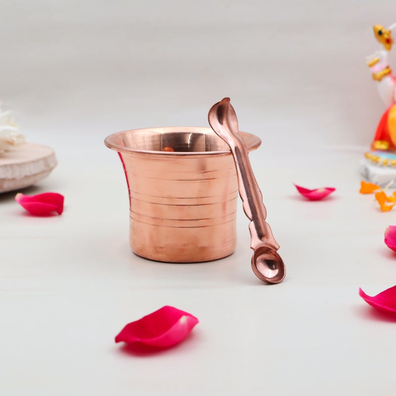 Copper Panchapatra Set with Spoon for Pooja
