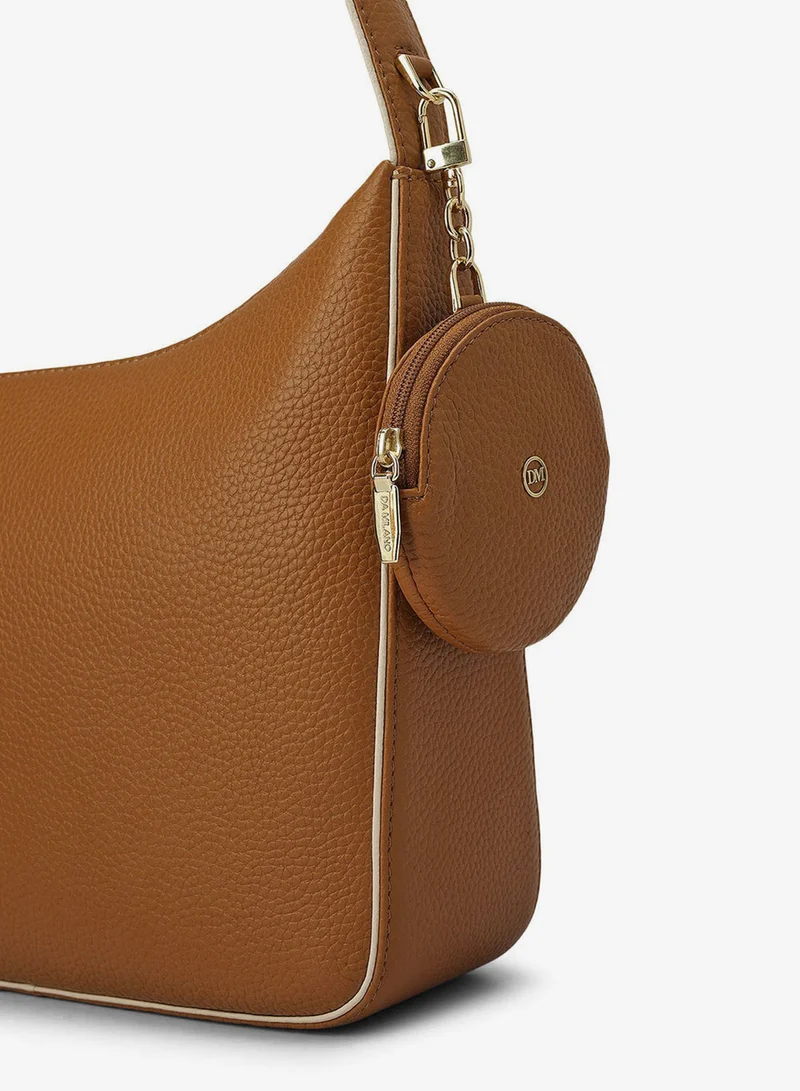 Da Milano Caramel Medium Wax Leather Hobo - Caramel for Women | Best Price UAE