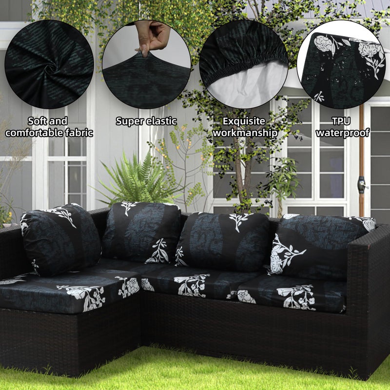 SUKAIKEQA Outdoor Cushion Covers Set,8PCS Waterproof Patio Furniture Couch Seat Slipcovers, Replacement for Sofa Sectional Chair(Coverï¼ŒOnly) - Image 3