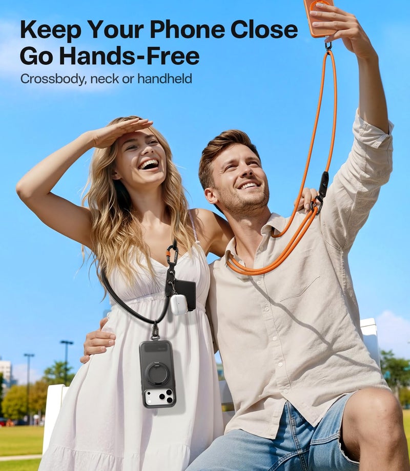 TORRAS Phone Lanyard with Hanging Loops, Adjustable Anti Theft Phone Strap Crossbody for iPhone 17 Pro Max,Skin-Friendly,2 Tabs, Universal Cell Phone Neck Lanyard for Daily & Outdoor Activities, Black - Image 2