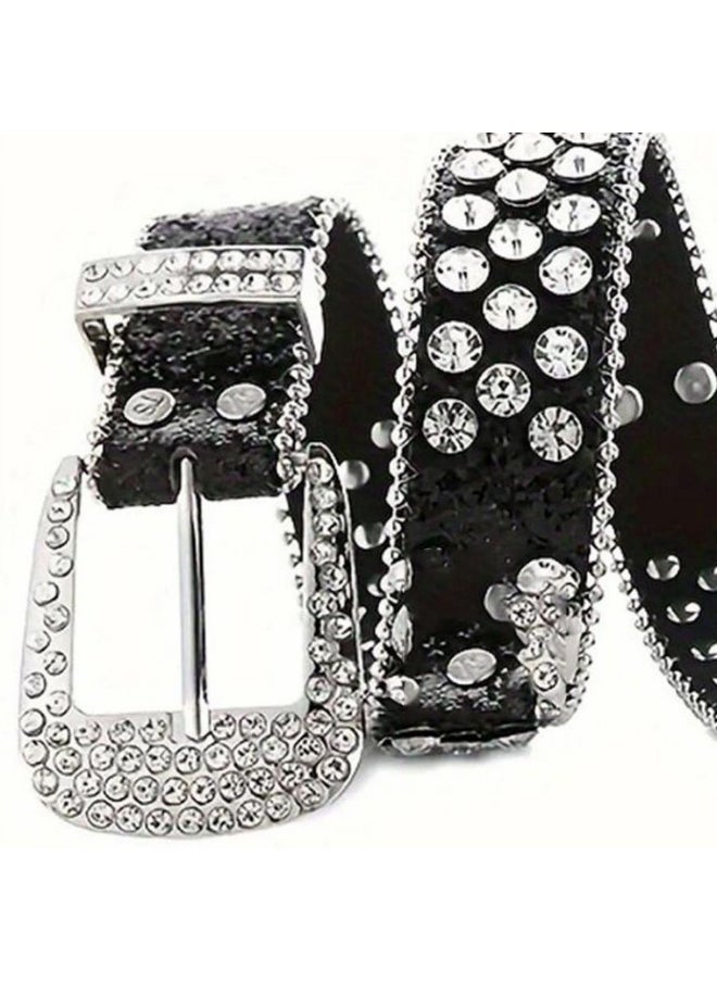 Generic New denim style PU personality wild rhinestone belt  - Image 5