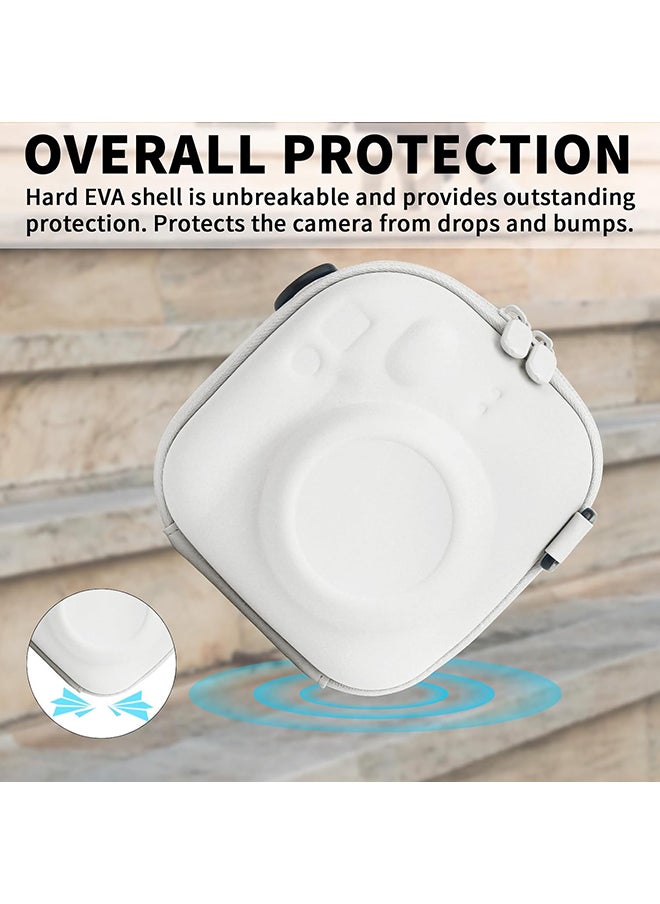 O Ozone - Universal Protective Camera Case for Fujifilm Instax Mini 12 11 9 8 SE 7+ 40, Instant Camera Bag Hard EVA Case with Shoulder Strap- Clay White - Image 1