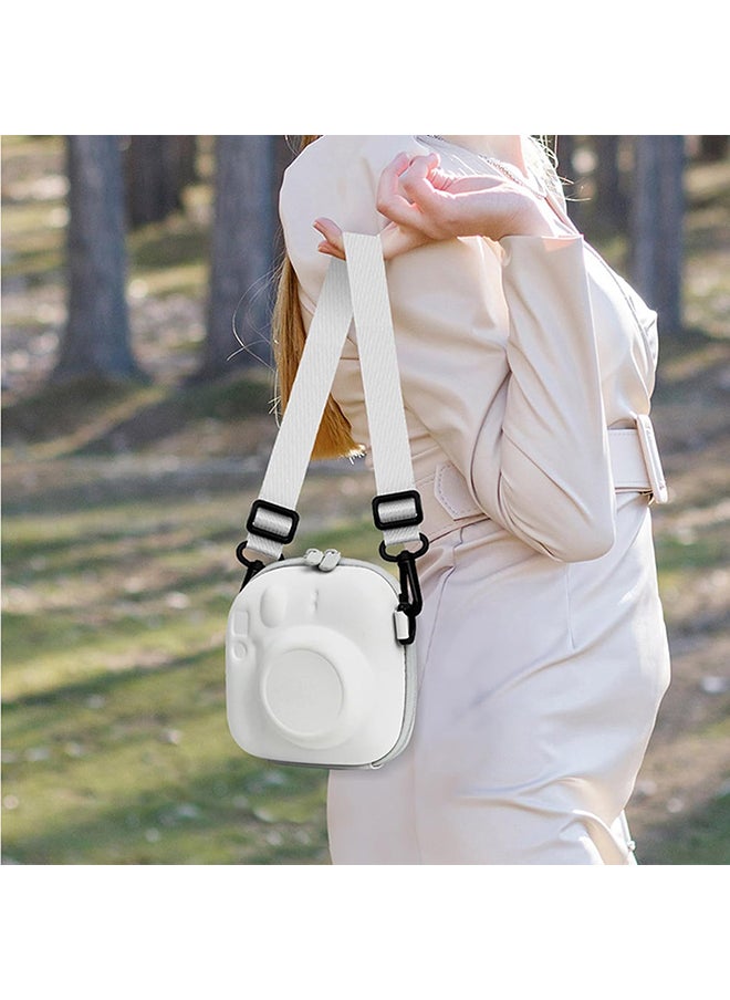 O Ozone - Universal Protective Camera Case for Fujifilm Instax Mini 12 11 9 8 SE 7+ 40, Instant Camera Bag Hard EVA Case with Shoulder Strap- Clay White - Image 1