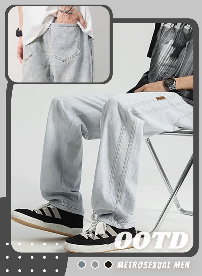 Men's long denim pants summer casual jeans breathable lightweight everyday wear outdoor pants - Image 3