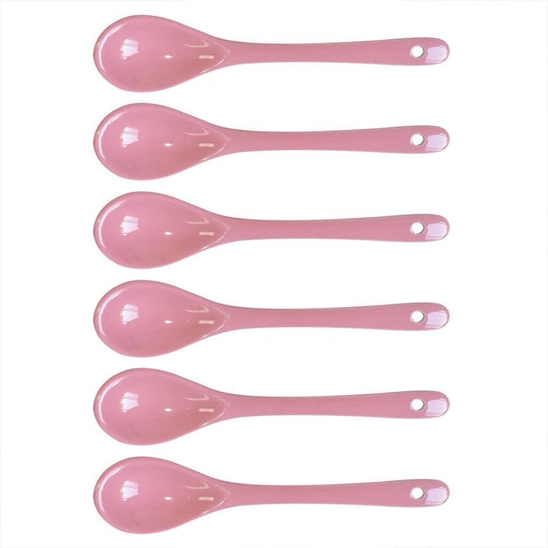 Albedel Pink 6 pcs Porcelain Egg Spoons Ceramic Spoons 4.7 inch Coffee Dessert Yogurt Tea Milky Tea - Image 1