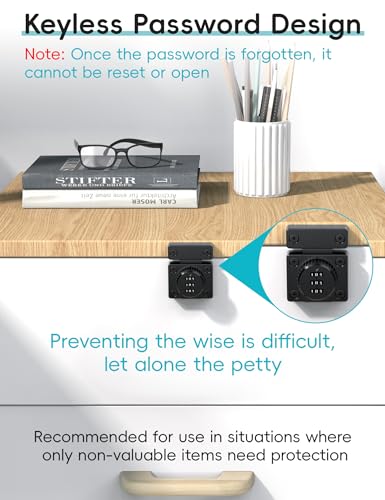 I-EASYDWW Combination Cabinet Latch, Keyless Drawer Lock, Easy to Install, Suitable for Kitchen Cabinet, Office Drawer, Wooden Furniture, One-Way Door, Etc (Black, 1 Pack) - Image 3