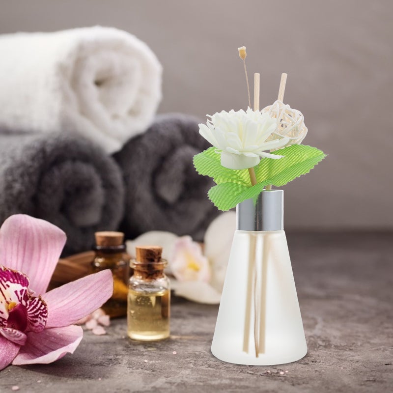 3Pcs Glass Diffuser Bottle DIY Fragrance Bottle with Dried Flower Rattan Desk Decoration - Image 5