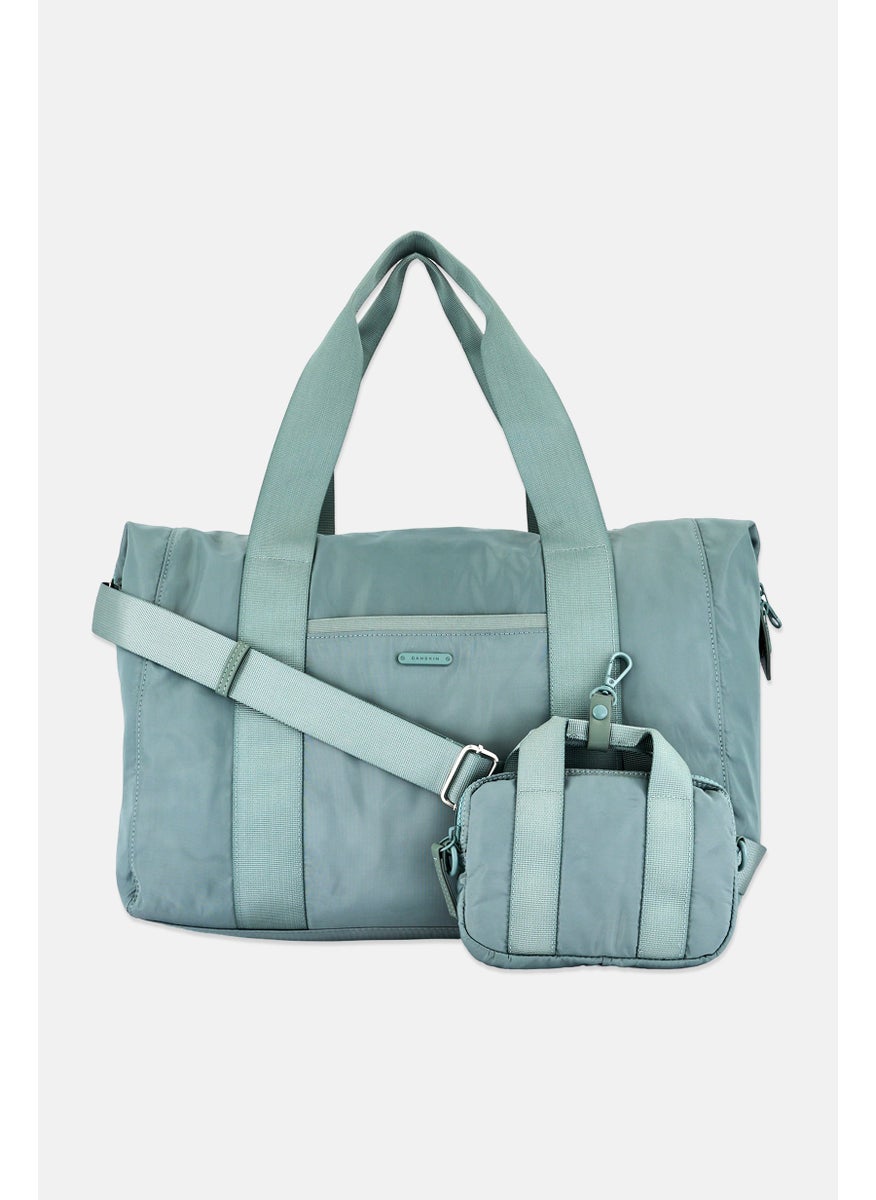 Danskin Women Brand Logo Duffle Bag With Mini Pouch L 54 x H 33 x W 15 cm, Sage Green  - Image 1