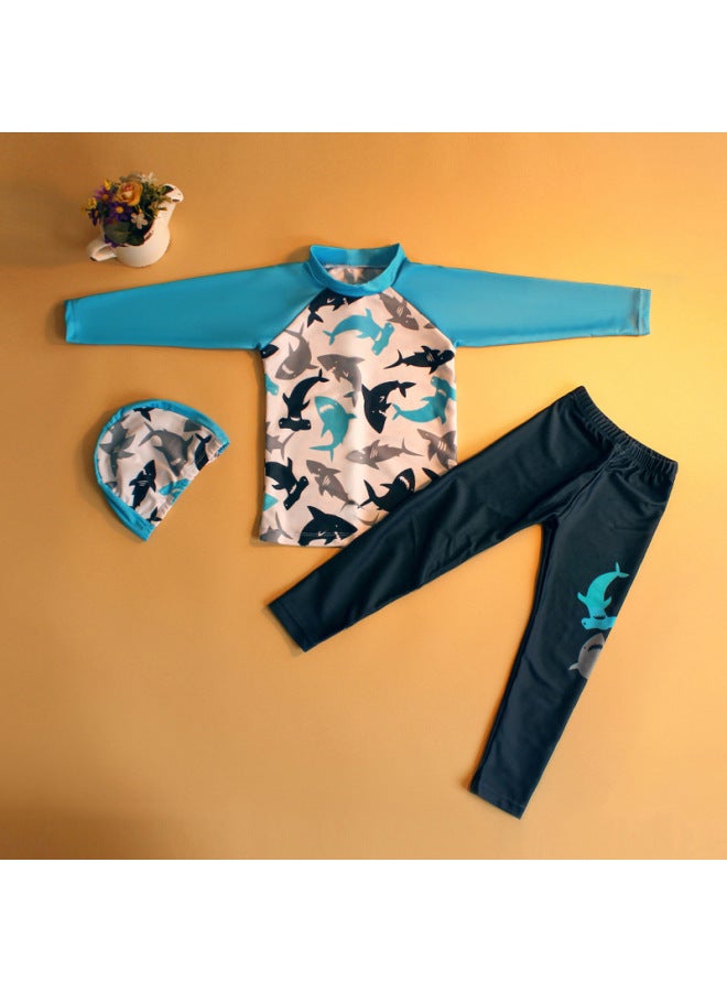 Boys' Swimsuit Split Medium And Large Children's Long Sleeve Trousers Sun Protection Students Large Size Boys' Diving Suit Korean Children's Swimsuit