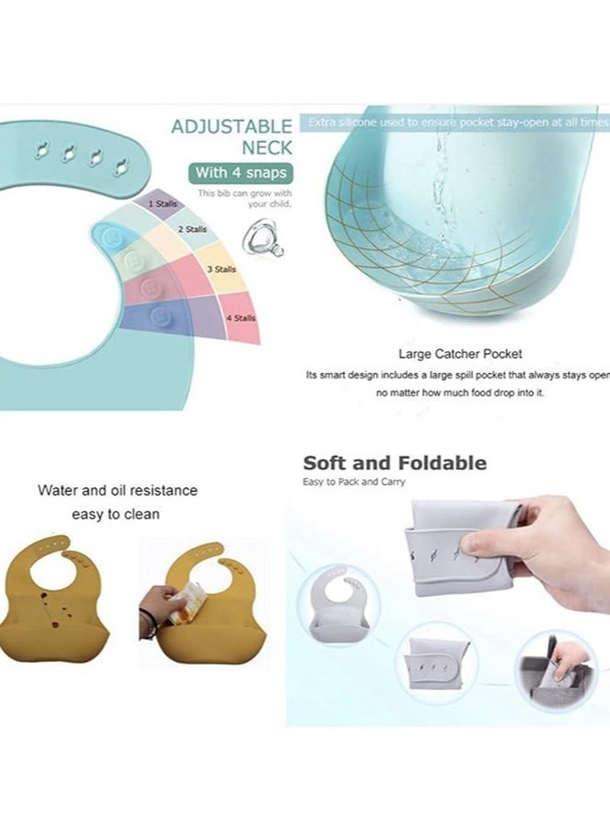 Pixie Baby Silicone Bibs Easily Clean Pack of 3, Soft Adjustable Waterproof Toddler Silicone Bibs for Babies Girl and Boy (Fox) - Image 3