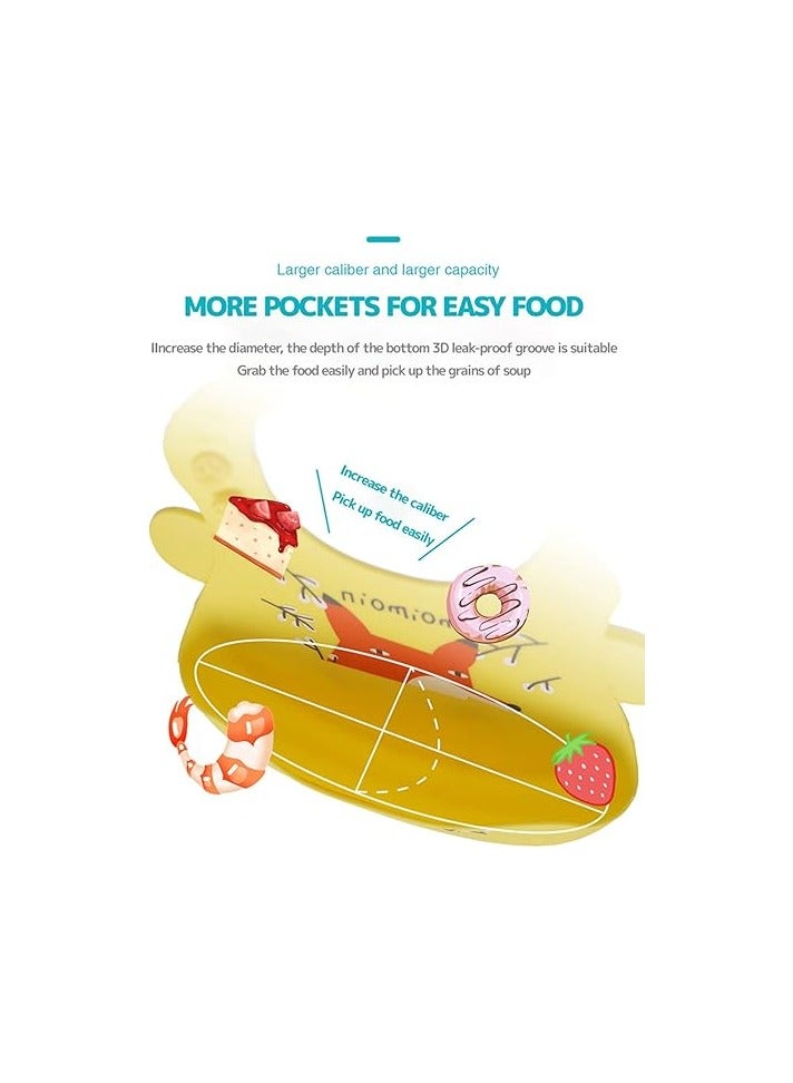 Pixie Baby Silicone Bibs Easily Clean Pack of 3, Soft Adjustable Waterproof Toddler Silicone Bibs for Babies Girl and Boy (Fox) - Image 4