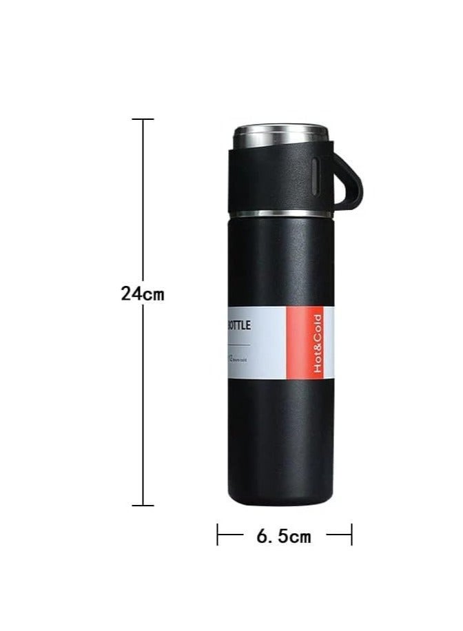 500ml Water Bottle with 3 Double Wall Stainless Steel Cups with Gift Bag Vacuum Insulated Thermos for Coffee Water Tea Travel - Blue  - Image 5