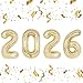 KALOR 32 Inch 2026 Light Gold Foil Number Balloons 2026 New Years Decorations for 2026 Happy New Year Eve and Graduations Party Supplies - Image 2