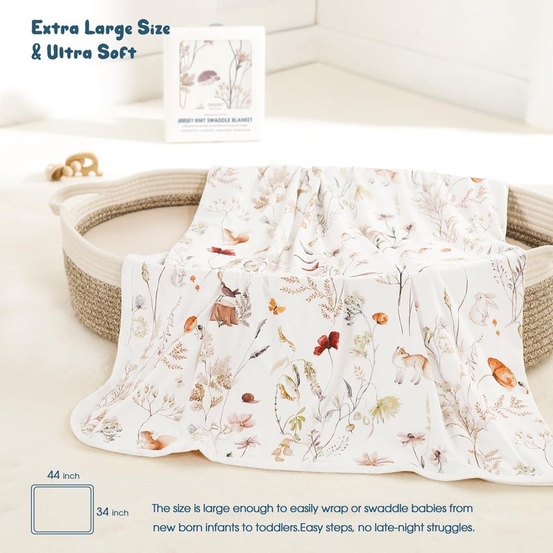 GRSSDER Baby Blankets Super Soft Jersey Knit Swaddle Blanket for Baby Girls and Boys, Double Layer Receiving Blankets 34 x 44 Inches, Extra Large for Baby Swaddling, Dream Print - Image 2