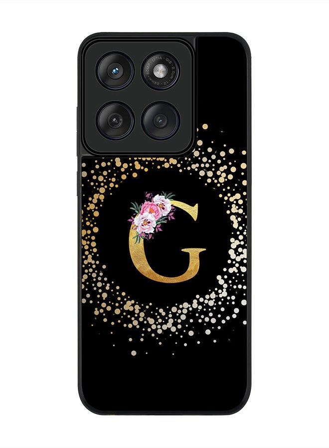 Stylizedd For Motorola MOTO Edge 60 Fusion/ Edge 60 Case,Slim fit Camera Protection, Shockproof Thin Phone cover  - Custom Monogram Floral - G ( Black ) - Image 1