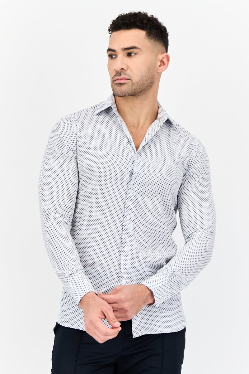 Scotch & Soda Men Modern Fit Allover Print Long Sleeve Dress Shirt, Multicolor - Image 1