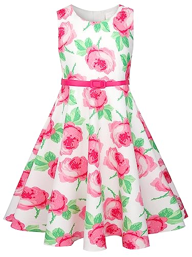 Bonny Billy Girls Sleeveless Vintage Floral Swing Party Dress Size 5-6 Pink - Image 4