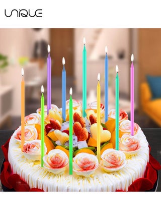 20 قطعة مجموعة شموع عيد ميلاد ، شمعة عيد ميلاد ملونة شموع كعكة رقيقة طويلة شموع كب كيك لعيد ميلاد وزفاف وزينة كعكة حزب محظوظ - view 3