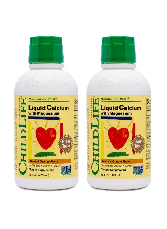 CHILDLIFE ESSENTIALS - ChildLife Essentials Liquid Calcium Supplement for Kids - Baby Calcium with Magnesium, Zinc, and Vitamin D3 - Orange Flavor, 16 fl oz (2 Pack) - Image 1