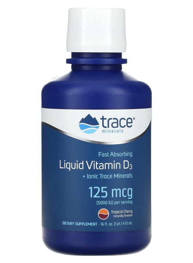Trace Minerals Liquid Vitamin D3 Tropical Cherry 125 mcg (5000 IU) 16 fl oz (473 ml)