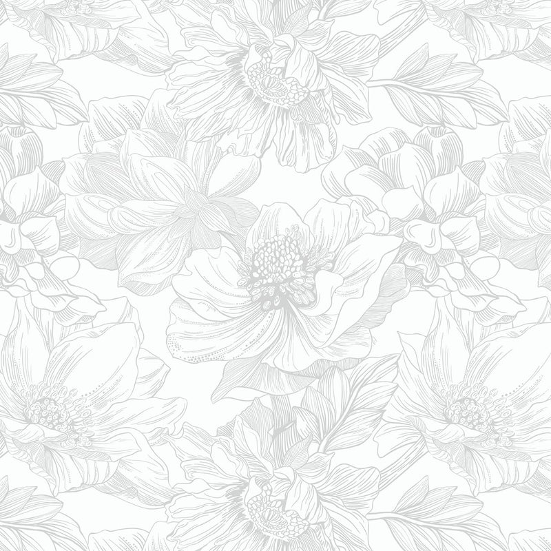 Dimoon 787x173 Peel and Stick Wallpaper Floral Contact Paper Flower Modern White Gray Wallpaper Boho Removable Wall Paper Self Adhesive Contactpaper for Cabinets Drawers Bedroom Thicken Vinyl
