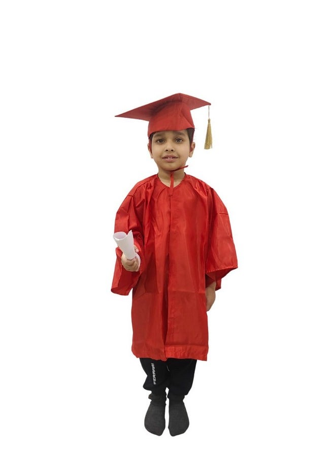 بوك ماي كوستيوم فستان التخرج الأحمر مع قبعة من BookMyCostume، مناسب للأطفال والكبار، مناسب للأعمار من 12 إلى 14 عامًا  - Image 1