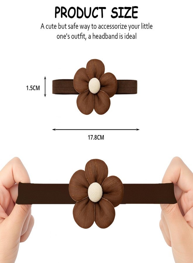 SYGA 3 Pcs Baby Girl Headbands – Flower & Bow Soft Elastic Hairbands for 0–3 Years | Stretchable Non-Slip Infant Toddler Headwraps | Cute Accessories for Birthday & Photoshoot(STYLE-06) - Image 4