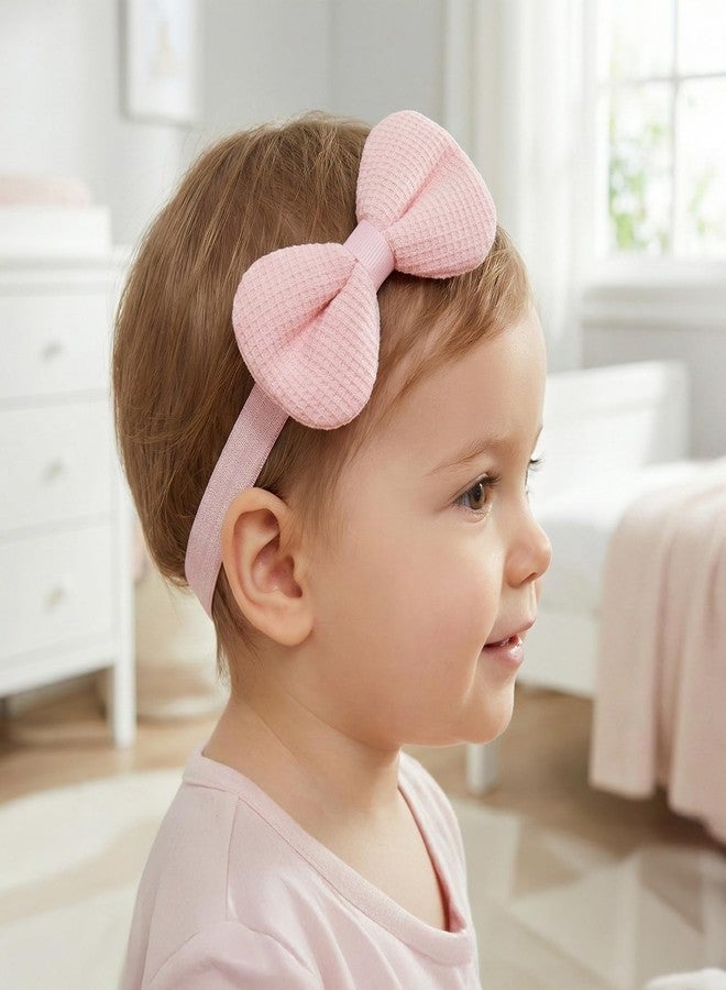 SYGA 3 Pcs Baby Girl Headbands – Flower & Bow Soft Elastic Hairbands for 0–3 Years | Stretchable Non-Slip Infant Toddler Headwraps | Cute Accessories for Birthday & Photoshoot(STYLE-06) - Image 3