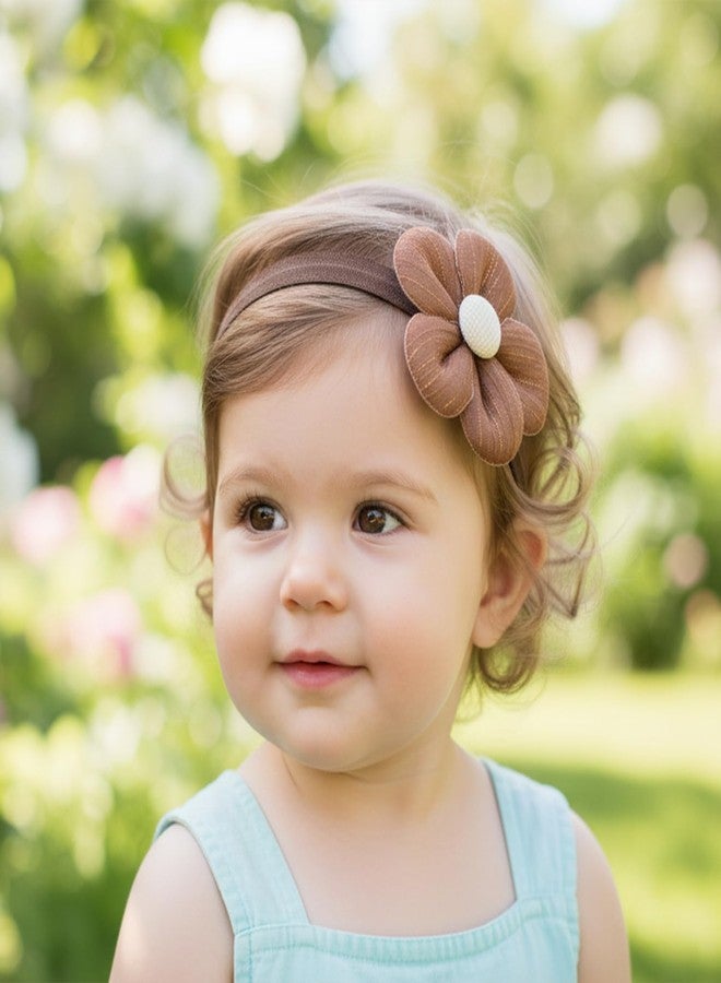SYGA 3 Pcs Baby Girl Headbands – Flower & Bow Soft Elastic Hairbands for 0–3 Years | Stretchable Non-Slip Infant Toddler Headwraps | Cute Accessories for Birthday & Photoshoot(STYLE-06) - Image 2