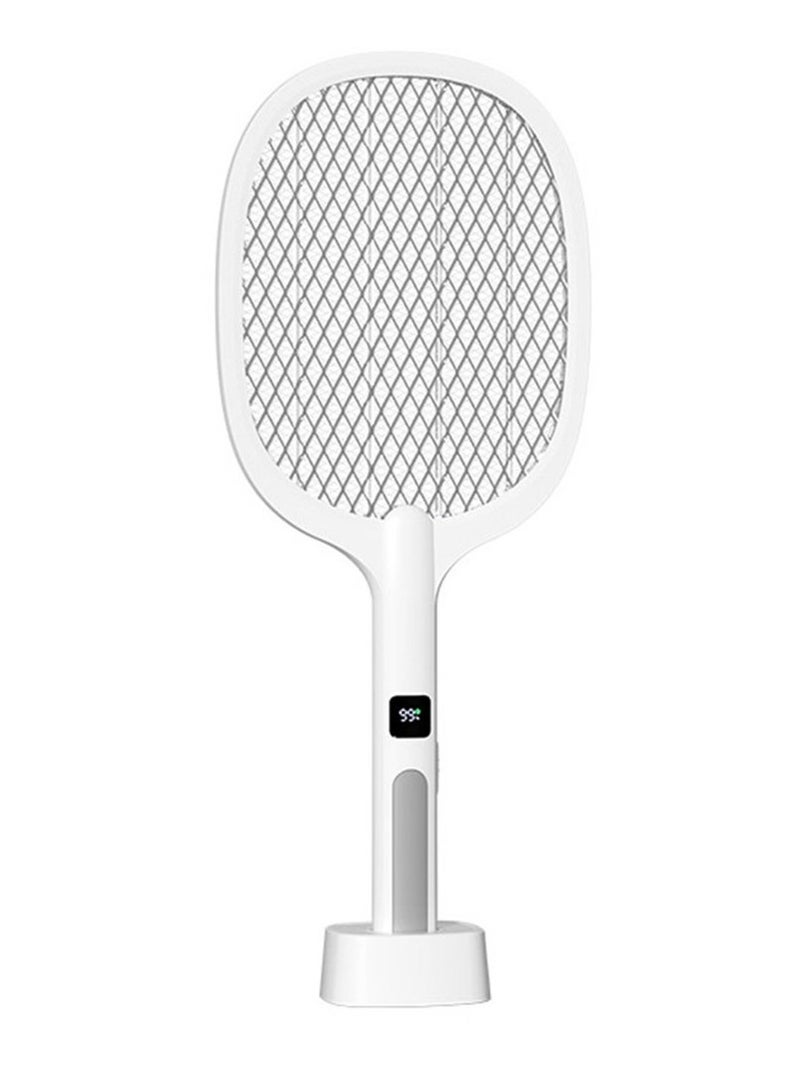 WEIDASI - 2 In1 USB Rechargeable Electric Mosquito Swatter Electric Fly Swatter with Power Display WD-991 White - Image 1