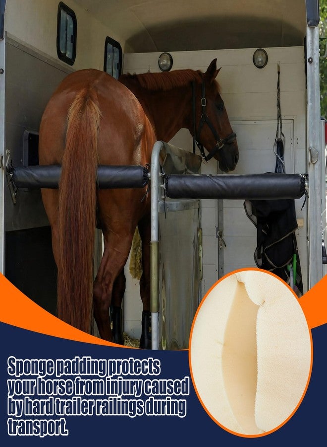 Maasechs Horse Trailer Chest/Butt Bar Cover, Horse Trailer Accessories, 30" Padded Protection, Black Waterproof Leather with Thick Foam, Easy Tie-Strap Installation for Horses Impact Safety - Image 4