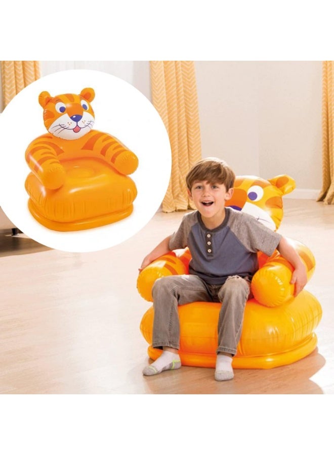 Tiger-shaped inflatable air sofa for children - Orange - Image 1