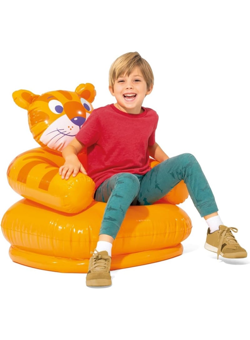 Tiger-shaped inflatable air sofa for children - Orange - Image 4