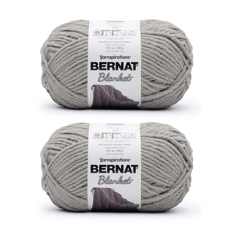 Bernat Blanket Pale Gray Yarn - 2 Pack of 300g/10.5oz - Polyester - 6 Super Bulky - 220 Yards - Knitting/Crochet - Image 1