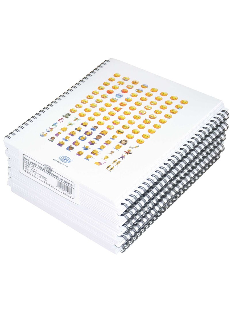 FIS Pack of 10  Spiral Soft Cover Notebook Single Line, 9X7 Inches (22.86 X 20.32 CM), 100 Sheets -FSNB971904S - Image 1