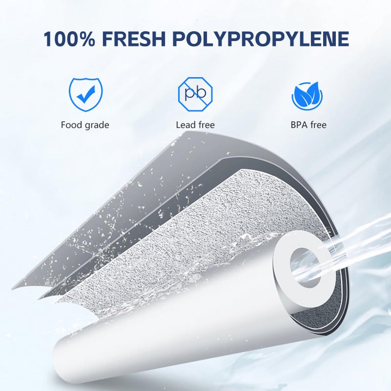 BLUERISE 5 Micron 10" x 2.5" Water Filter Replacement Whole House Sediment Home Water Filter Replacement Cartridge Ro Sediment Filter Easy Installation Fits Any 10" Reverse Osmosis Unit - 6 Pack - Image 3