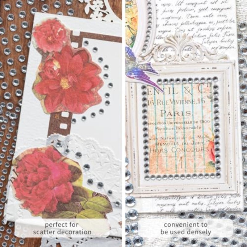 2722 Pcs Acrylic Rhinestone Sticker Self Adhesive Gem Sticker Crystal Sticker Sheet Stick on Diamond for Crafting Scrapbooking Card Making Collage Round Shape Back-glued 4 Sizes: 3/4/5/6mm Silvia - Image 4